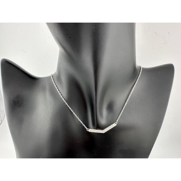 Chevron Illusion Set Diamond Bar Necklace - Picture 3 of 10